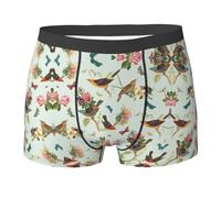 Nbtghga Bird Pattern Print Boxer Brief For Men Breathable Stretch Novelty Comfortable Shorts Stretch Underwear Gift Black
