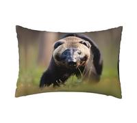 Nbtghga Black And White Honey Badger Print Pillowcase Throw Pillow Case Zippered For Home Bedroom Living Room Office Decor