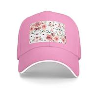 Nbtghga Blossoming Rose Flowers Print Baseball Cap Golf Dad Hat Adjustable Original Classic Cap Casquette,Outdoor Sports Casual Wear Pink