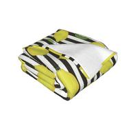 Nbtghga Blue Stripe And Lemon Print Flannel Throw Blanket,Cozy Print Design For Sofa Couch Bed Ultimate Comfort And Warmth