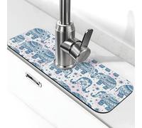 Nbtghga Boho Elephant Print Cartoon Kitchen Faucet Suction Pad, Suitable For Kitchen Bathroom Countertop