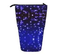 Nbtghga Bright Stars Print Pencil Telescopic Classic Arts Stand Up Pencil Case Organizer Pencil Holder Makeup Bag Gift