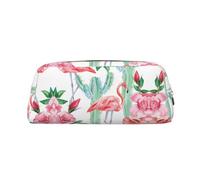 Nbtghga Cactus Flamingo Rose Flowers Print Pencil Pouch, Pen Bag with Practical Zip, Stationery Pouch for School Office