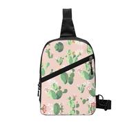 Nbtghga Cactus Pattern Print Chest Pack Crossbody Chest Package, Diagonally Worn Daypack For Hiking & Daily Commute
