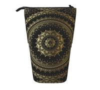Nbtghga Circle Print Pencil Telescopic Classic Arts Stand Up Pencil Case Organizer Pencil Holder Makeup Bag Gift