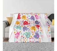 Nbtghga Colorful Elephant Print Flannel Throw Blanket,Cozy Print Design For Sofa Couch Bed Ultimate Comfort And Warmth
