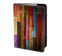 Nbtghga Colorful Painted Woodprint Leather Travel Passport Wallet Blocking Passport Cover Travel Documents Organizer
