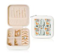 Nbtghga Cute Fox Bear Bird Tree Print Jewelry Box, Jewelry Travel Organizer Mini Portable Storage Boxes Rings Necklaces Gifts