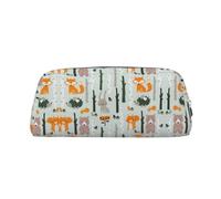 Nbtghga Cute Fox Bear Bird Tree Print Pencil Pouch, Pen Bag with Practical Zip, Stationery Pouch for School Office