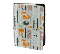 Nbtghga Cute Fox Bear Bird Treeprint Leather Travel Passport Wallet Blocking Passport Cover Travel Documents Organizer