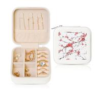 Nbtghga Delicate Cherry Blossoms Print Jewelry Box, Jewelry Travel Organizer Mini Portable Storage Boxes Rings Necklaces Gifts
