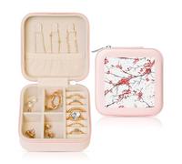 Nbtghga Delicate Cherry Blossoms Print Jewelry Box, Jewelry Travel Organizer Mini Portable Storage Boxes Rings Necklaces Gifts