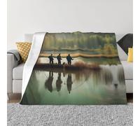 Nbtghga Fishing Lake Fishermen Print Flannel Throw Blanket,Cozy Print Design For Sofa Couch Bed Ultimate Comfort And Warmth