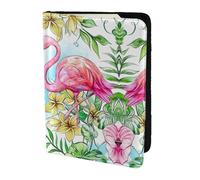 Nbtghga Flamingo Flowersprint Leather Travel Passport Wallet Blocking Passport Cover Travel Documents Organizer