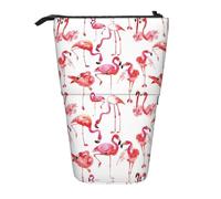 Nbtghga Flamingos Print Pencil Telescopic Classic Arts Stand Up Pencil Case Organizer Pencil Holder Makeup Bag Gift