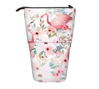 Nbtghga Floral with Flamingo Print Pencil Telescopic Classic Arts Stand Up Pencil Case Organizer Pencil Holder Makeup Bag Gift