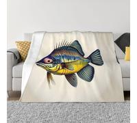 Nbtghga Fly Yellow Fish Print Flannel Throw Blanket,Cozy Print Design For Sofa Couch Bed Ultimate Comfort And Warmth
