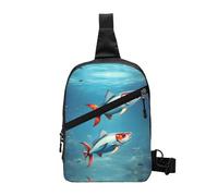 Nbtghga Flying Fish In The Ocean Print Chest Pack Crossbody Chest Package, Diagonally Worn Daypack For Hiking & Daily Commute