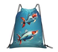 Nbtghga Flying Fish In The Ocean Print Drawstring Bags Gym Bag,Draw String Back Bag For Shopping Sport Yoga Travel,Beach