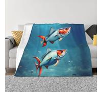 Nbtghga Flying Fish In The Ocean Print Flannel Throw Blanket,Cozy Print Design For Sofa Couch Bed Ultimate Comfort And Warmth