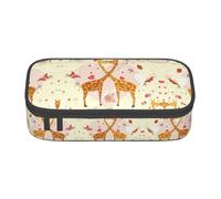Nbtghga Giraffe Heart Flower Butterfly Print Pencil Case Holder Stylish Slim with Zipper Cosmetic Makeup Pouch Bag for Girls Teens Adults
