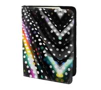 Nbtghga Glitter Rainbow Polka Dot Stripe Black and Whiteprint Leather Travel Passport Wallet Blocking Passport Cover Travel Documents Organizer