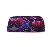 Nbtghga Glitter Sequin Roses Print Pencil Pouch, Pen Bag with Practical Zip, Stationery Pouch for School Office