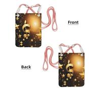 Nbtghga Gold Musical Note With Fallen Shiny Star Print Carry A Mobile Phone Bag Diagonally, Multi-Functional Small Purse For Coins And Cellphone