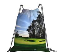Nbtghga Golf Course And Tree Print Drawstring Bags Gym Bag,Draw String Back Bag For Shopping Sport Yoga Travel,Beach