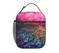 Nbtghga Gradient Sequin Sparkle Print Insulated Lunch Cooler Bag,Reusable Lunch Tote Bag for Work, Picnic Or Travel