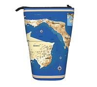 Nbtghga Greece Map Print Print Pencil Telescopic Classic Arts Stand Up Pencil Case Organizer Pencil Holder Makeup Bag Gift