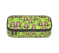 Nbtghga Green Clever Monkey Print Pencil Case Holder Stylish Slim with Zipper Cosmetic Makeup Pouch Bag for Girls Teens Adults