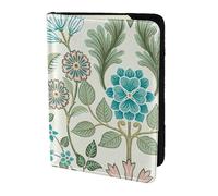 Nbtghga Green Flower.Print Leather Travel Passport Wallet Blocking Passport Cover Travel Documents Organizer