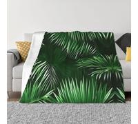 Nbtghga Green Leaves Of Palm Tree Tropical Plants Print Flannel Throw Blanket,Cozy Print Design For Sofa Couch Bed Ultimate Comfort And Warmth