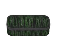 Nbtghga Green Number Binary Print Pencil Case Holder Stylish Slim with Zipper Cosmetic Makeup Pouch Bag for Girls Teens Adults