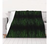Nbtghga Green Number Binary Print Thick Double-Sided Flannel Blanket,Throw For Bed Sofa Travel And Camping, Super Soft Cozy Fluffy