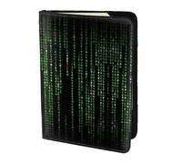 Nbtghga Green Number Binaryprint Leather Travel Passport Wallet Blocking Passport Cover Travel Documents Organizer