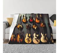 Nbtghga Guitar Collection Print Flannel Throw Blanket,Cozy Print Design For Sofa Couch Bed Ultimate Comfort And Warmth