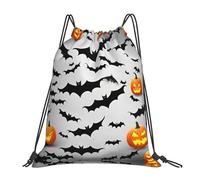 Nbtghga Halloween Flying Bats Print Drawstring Bags Gym Bag,Draw String Back Bag For Shopping Sport Yoga Travel,Beach