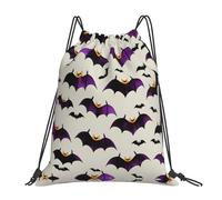 Nbtghga Halloween Flying Purple Bats Print Drawstring Bags Gym Bag,Draw String Back Bag For Shopping Sport Yoga Travel,Beach