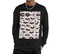 Nbtghga Halloween Flying Purple Bats Print Men'S Sweatshirt Crewneck Pullover,Casual Loose Fit Crewneck Pullover Streetwear Tops