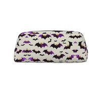 Nbtghga Halloween Flying Purple Bats Print Pencil Pouch, Pen Bag with Practical Zip, Stationery Pouch for School Office
