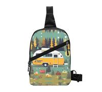 Nbtghga Happy Bus Campers Print Chest Pack Crossbody Chest Package, Diagonally Worn Daypack For Hiking & Daily Commute