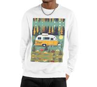 Nbtghga Happy Bus Campers Print Men'S Sweatshirt Crewneck Pullover,Casual Loose Fit Crewneck Pullover Streetwear Tops White