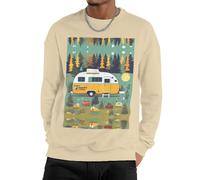 Nbtghga Happy Bus Campers Print Men'S Sweatshirt Crewneck Pullover,Casual Loose Fit Crewneck Pullover Streetwear Tops Khaki