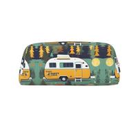 Nbtghga Happy Bus Campers Print Pencil Pouch, Pen Bag with Practical Zip, Stationery Pouch for School Office