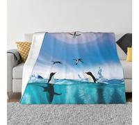 Nbtghga Happy Penguin In The Water Print Flannel Throw Blanket,Cozy Print Design For Sofa Couch Bed Ultimate Comfort And Warmth