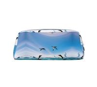 Nbtghga Happy Penguin in The Water Print Pencil Pouch Purse Bag Makeup Pouch Organizer Cute Pen Case with Zipper