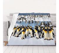 Nbtghga Happy Penguin Print Thick Double-Sided Flannel Blanket,Throw For Bed Sofa Travel And Camping, Super Soft Cozy Fluffy