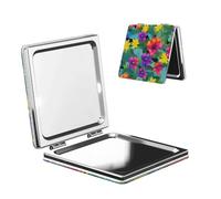 Nbtghga Hawaiian Colorful Flower Print Portable Pocket Makeup Mirror, Foldable Double-Sided Compact Makeup Mirror